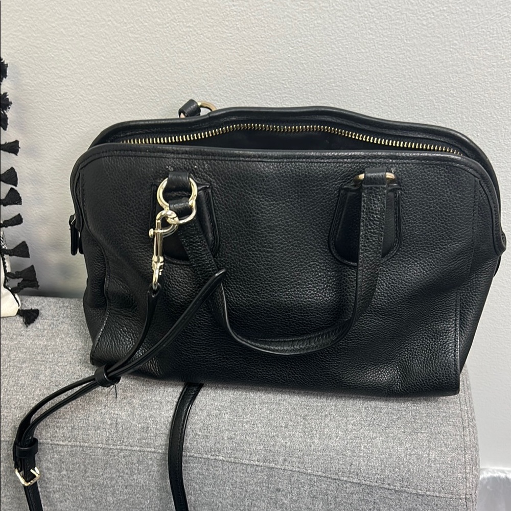 Coach Black Leather Satchel with Top Handles